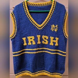 Blue and Gold Knitted Sports Vest with Irish Logo